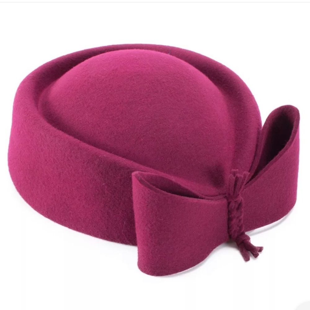 Burgundy Wool Felt Pillbox Hat